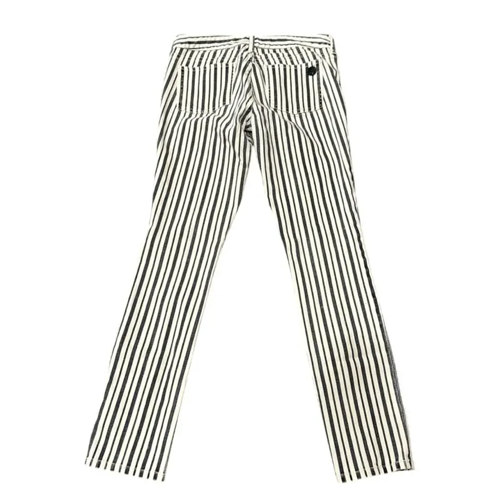 Tory Burch Women's Striped Denim Marlien Leggings Navy White Size 28